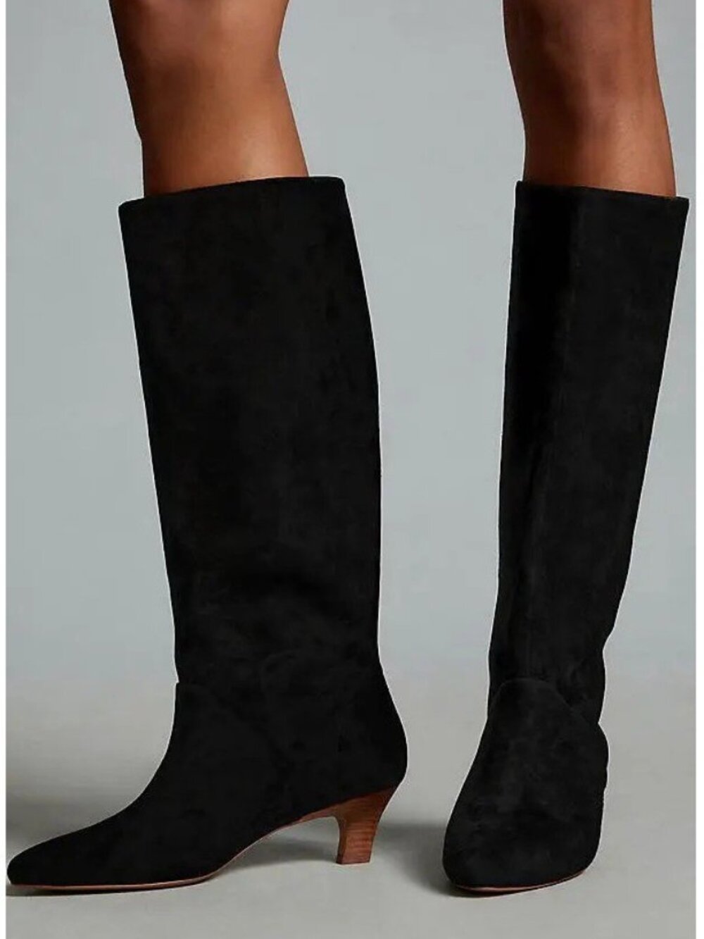 Silent D Erena Kitten-Heel Suede Knee-High Boots Black EU 41 US 10